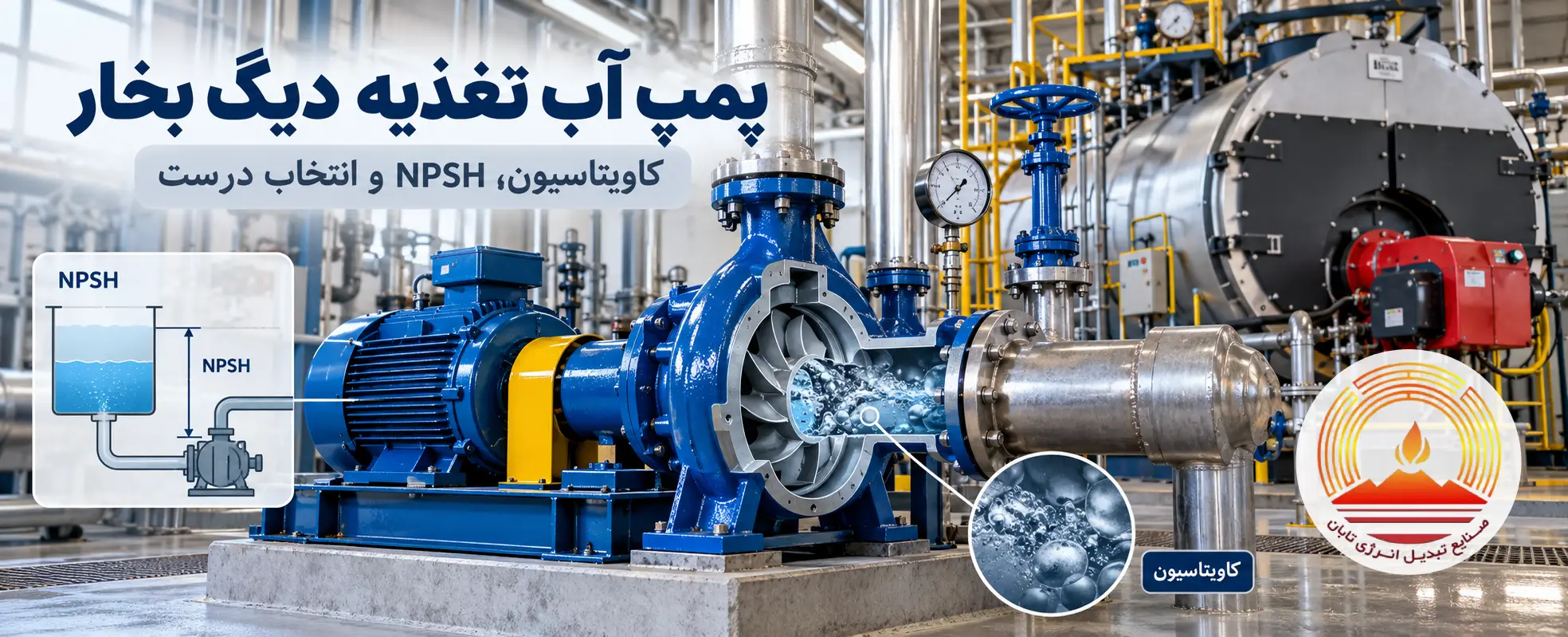 پمپ آب تغذیه دیگ بخار؛ کاویتاسیون، NPSH و انتخاب درست