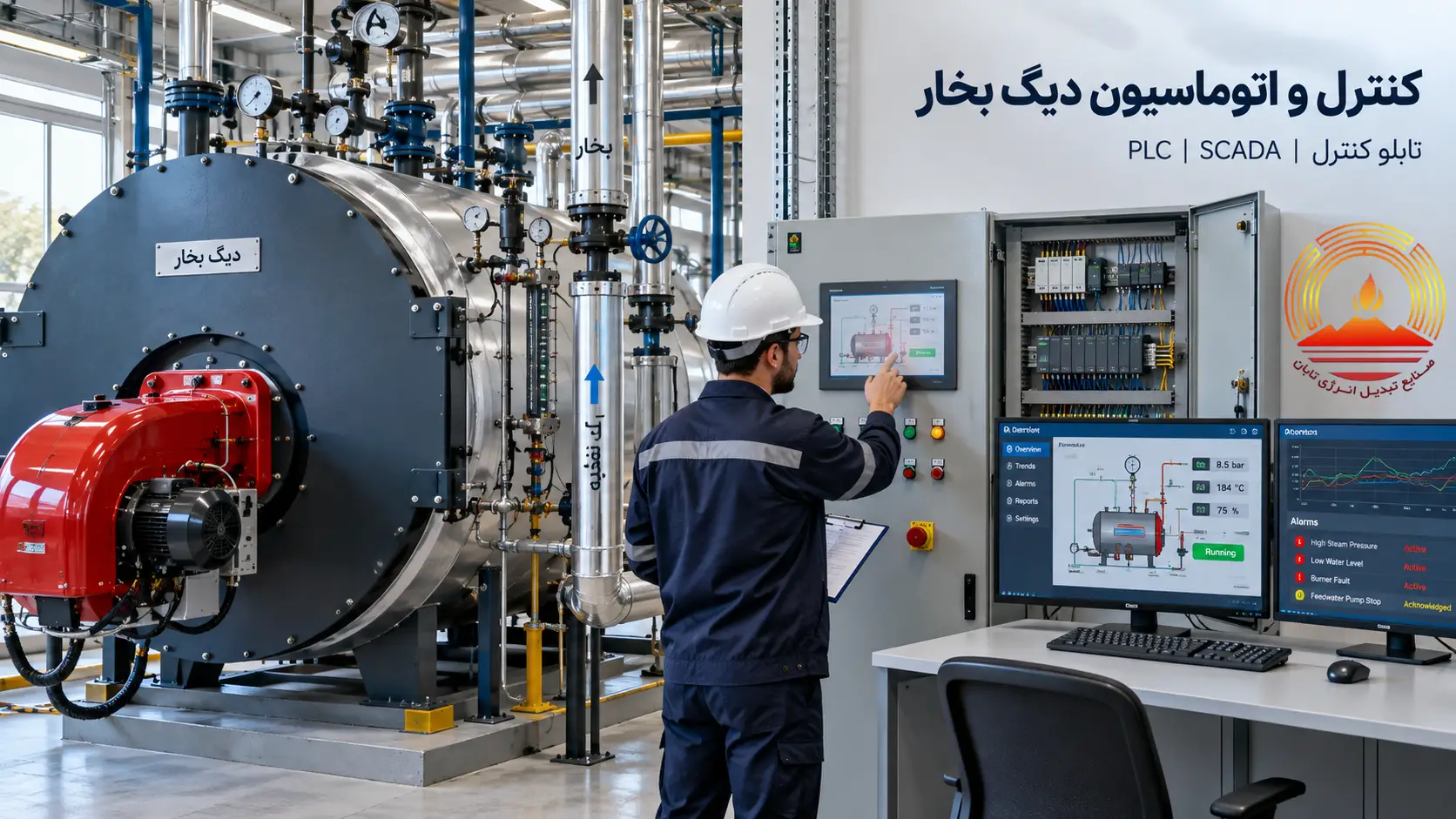 کنترل و اتوماسیون دیگ بخار؛ از تابلو کنترل تا PLC و SCADA