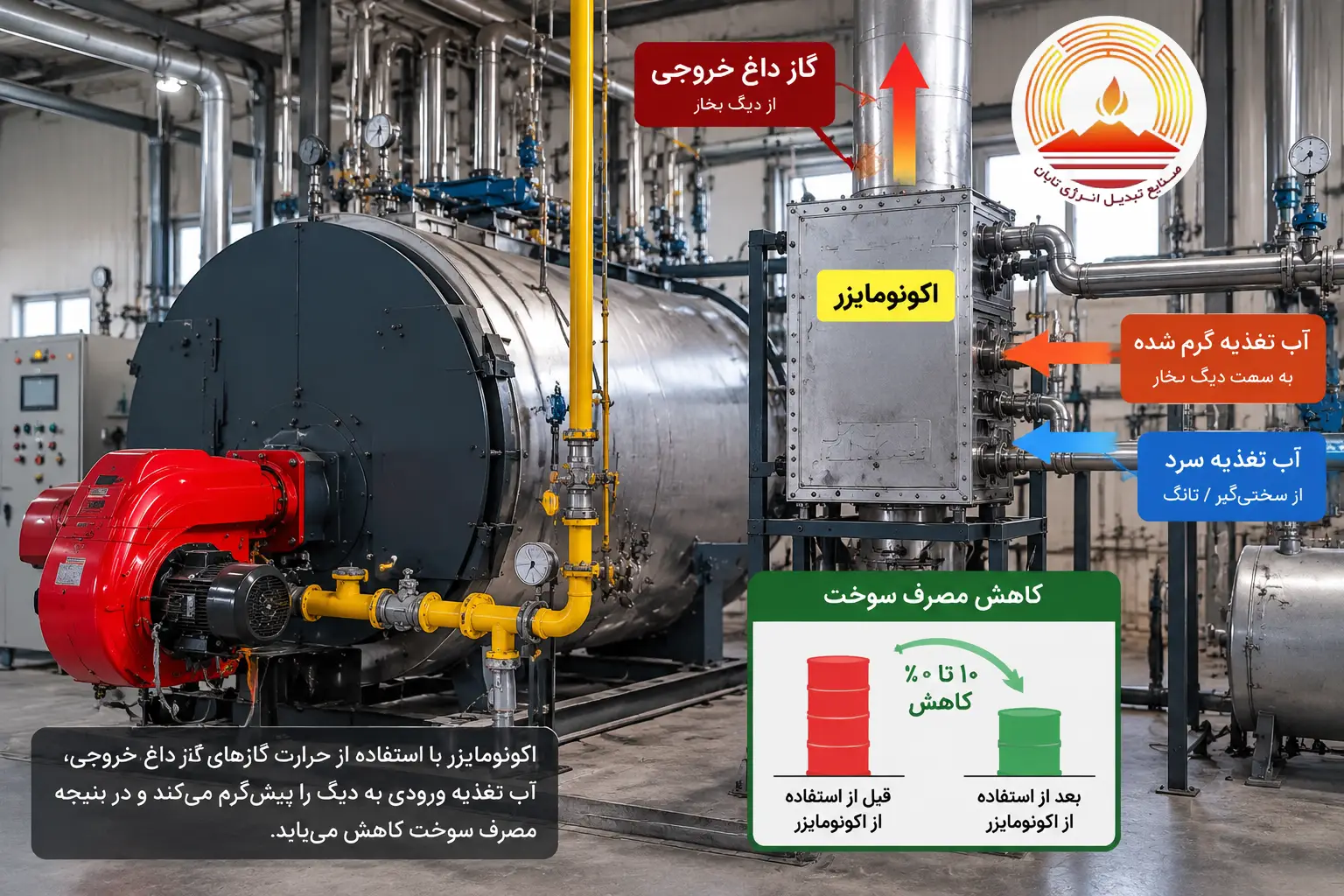 اکونومایزر چیست و چطور مصرف سوخت دیگ بخار را کم می‌کند؟