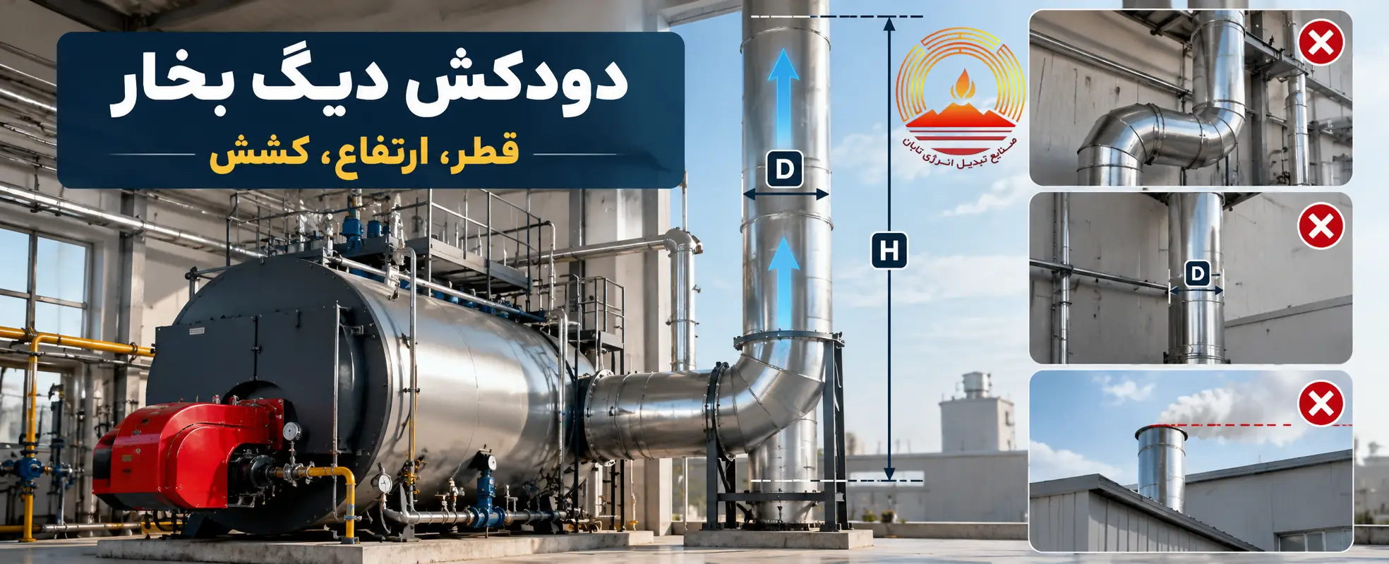 دودکش دیگ بخار؛ قطر، ارتفاع، کشش و خطاهای رایج اجرا